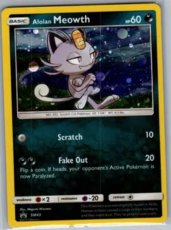 Alolan Meowth Holo - SM43 SM Promos - Pokemon Card - NM - Image 1