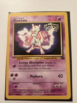 1999 Pokemon The First Movie Mewtwo Black Star WB Promo Stamp Card #3 EX-NM - Image 1
