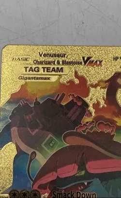 Pokemon Gold Venusaur Charizard And Blastoise Vmax Tag Team Single Card - Image 4