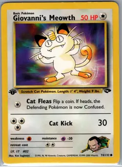 Giovanni's Meowth 1st Edition 74/132 Gym Challenge - Pokemon Card - NM - Image 1