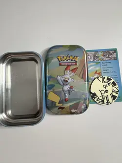Pokemon Trading Card Game TCG Galar Pals Scorbunny Mini Tin EMPTY NO PACKS - Image 1