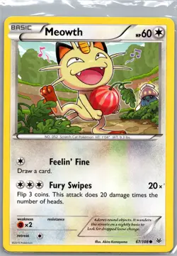 Meowth 67/108 Non Holo XY - Roaring Skies - Pokemon Card - NM - Image 1