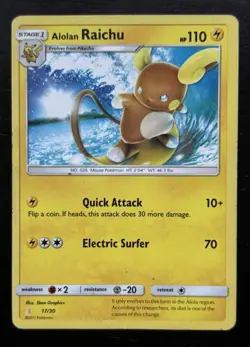 Alolan Raichu 17/30 - Sun Moon - Trainer Kit - Pokemon Card - MP - Image 1