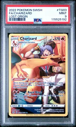 2022 POKEMON SWORD & SHIELD LOST ORIGIN #TG03 FULL ART/CHARIZARD PSA 9 - Image 1