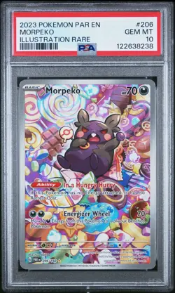 2023 POKEMON PAR EN PARADOX RIFT ILLUSTRATION RARE #206 MORPEKO PSA 10 - Image 1