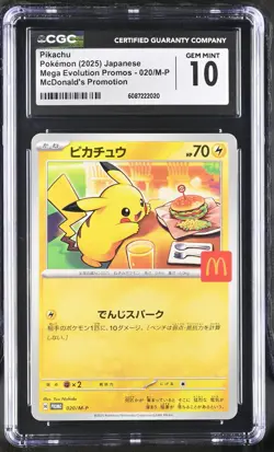 Pokemon Pikachu #020/M-P Japanese McDonalds Promo CGC 10 Gem Mint E1 - Image 1