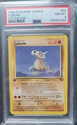 PSA 8 Cubone - 50/64 - 1999 Pokemon Jungle 1st Edition Common NM-MT WOTC - Image 1