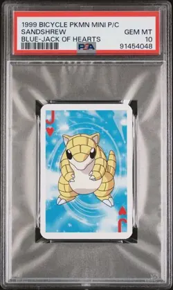Pokemon - Bicycle Mini Playing Cards - Sandshrew Jack of Hearts PSA 10 Gem Mint - Image 1