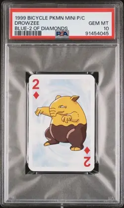 Pokemon - Bicycle Mini Playing Cards - Drowzee - 2 of Diamonds - PSA 10 Gem Mint - Image 1