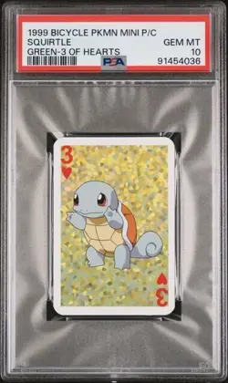Pokemon - Bicycle Mini Playing Cards - Squirtle - 3 of Hearts - PSA 10 Gem Mint - Image 1