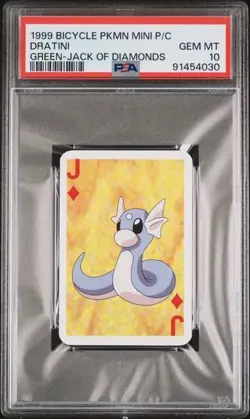 Pokemon - Bicycle Mini Playing Cards - Dratini - Jack Diamonds - PSA 10 Gem Mint - Image 1
