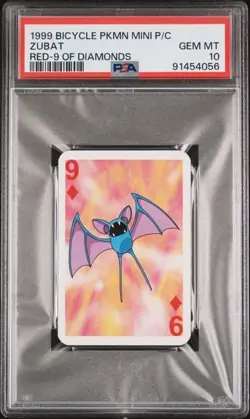 Pokemon - Bicycle Mini Playing Cards - Zubat - 9 of Diamonds - PSA 10 Gem Mint - Image 1