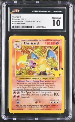 CGC 10 GEM MINT Charizard Celebrations Classic Collection Pokemon Card 4/102 - Image 1