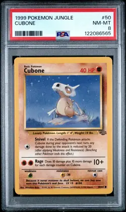 1999 POKEMON JUNGLE #50 CUBONE PSA 8 - Image 1