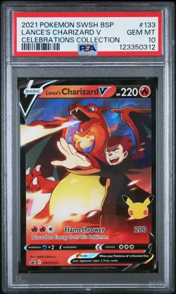 2021 POKEMON SWSH PROMO CELEBRATIONS COLLECTION LANCE'S CHARIZARD V PSA 10 - Image 1