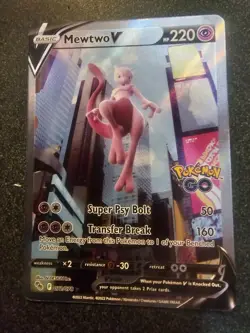 Mewtwo V 072/078 Pokemon GO Alternate Full Alt Art Gold Metal Fan Art Card - Image 1