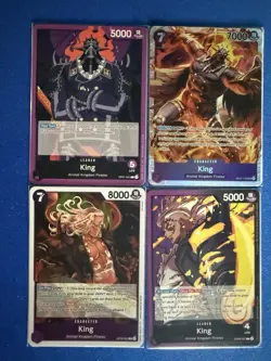 King One Piece TCG 4-card lot OP01 Super Rare+OP01/08 Leaders+OP08 Rare - PWE - Image 1