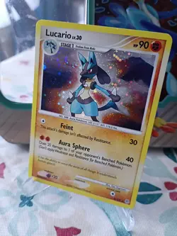 LUCARIO 6/130 Diamond & Pearl HOLO BLEED DOUBLE SWIRL rare Pokemon TCG card HP - Image 1