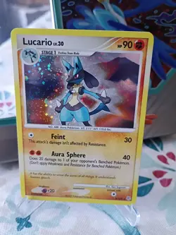 LUCARIO 6/130 Diamond & Pearl HOLO BLEED DOUBLE SWIRL rare Pokemon TCG card HP - Image 2