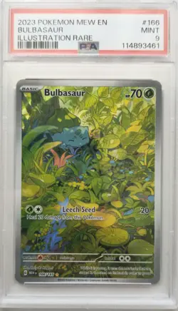 💥PSA9 Bulbasaur 166/165 151 Illustration Rare Pokemon English TCG - Image 1