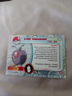 Pokemon Vintage Topps Venonat Silver Foil #48 Rare LP Blue Label English - Image 2