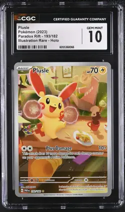 PLUSLE Paradox Rift Illustration Rare #193 CGC 10 Gem Mint Pokemon - Image 1