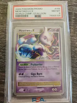 2009 POKEMON WORLD CHAMPIONSHIPS PROMO STALLGON #144 MEWTWO LV.X PSA 8 - Image 1