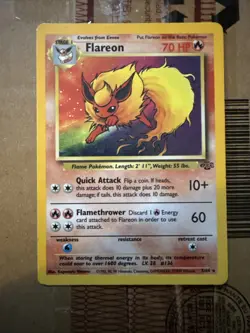 Flareon Jungle 3/64 Holo Unlimited Holo Rare Vintage WOTC 1999 Pokemon TCG - MP - Image 1