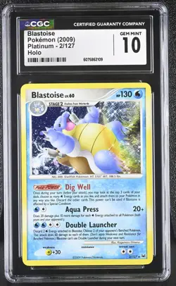 CGC 10 GEM MINT Blastoise 2009 Platinum 2/127 Holo Pokemon Card - Image 1