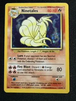 Pokemon TCG Ninetales Base Set Holo Rare Card 12/102 Unlimited 1999 WOTC LP - Image 1