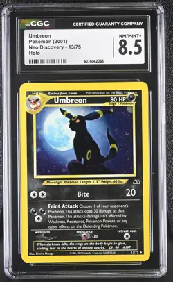 CGC 8.5 Umbreon 2001 Neo Discovery 13/75 Holo Pokemon Card - Image 1