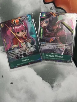 One Piece CCG Promo Cards Lot Of 2 Dracule Mihawk & Perona SEALED - Image 1