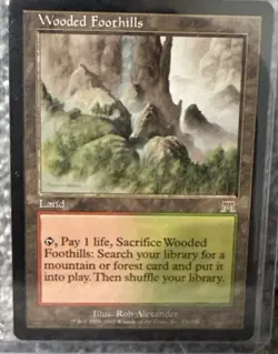 MTG Magic the Gathering Onslaught Wooded Foothills NM - Image 1