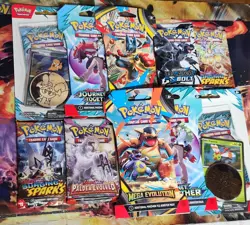 Sealed Pokemon TCG 10 Pack Lot MEGA EVOLUTIONS PALDEA EVOLVED BLACK BOLT SURGING - Image 1