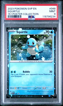 2023 POKEMON SVP EN-SV BLACK STAR PROMO 151 POSTER COLL #048 SQUIRTLE PSA 9 - Image 1
