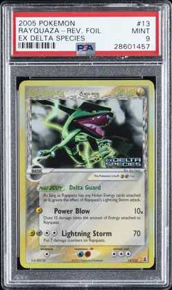 2005 POKEMON EX DELTA SPECIES #13 RAYQUAZA-REVERSE FOIL PSA 9 - Image 1