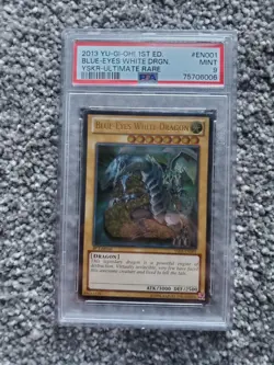 Yugioh Card PSA 9 Mint Blue-Eyes White Dragon Ultimate Rare 2013 YSKR-EN001 - Image 1