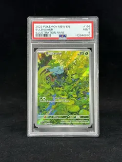 Pokemon 2023 Mew en Bulbasaur Illustration Rare Card 166/165 PSA 9 - Image 1