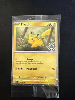 Pokemon Cards Pikachu 025/165 151 MEW Holiday Promo Holo TCG - Image 1