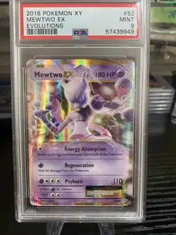 Pokemon 2016 XY Evolutions Mewtwo EX Card 52/108! PSA 9! - Image 1