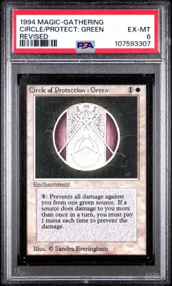 Magic the Gathering -Revised Circle of Protection: Green 1994 PSA 6 - Image 1