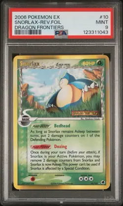 Pokemon Snorlax EX Dragon Frontiers Reverse Holo Rare #10 PSA 9 Mint - Image 1