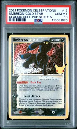 2021 POKEMON CELEBRATIONS CLASSIC COLL #17 UMBREON-GOLD STAR PSA 10 - Image 1