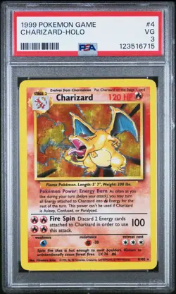 1999 Pokemon Game Charizard Holo #4 PSA 3 VG - Image 1