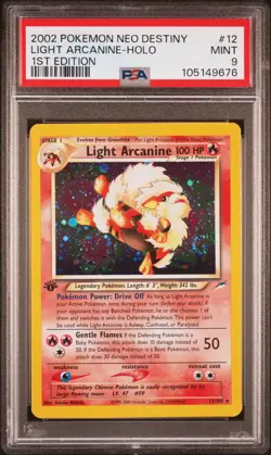 2002 POKEMON NEO DESTINY 1ST ED #12 LIGHT ARCANINE-HOLO PSA 9 - Image 1