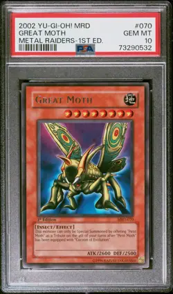 2002 YU-GI-OH! MRD-METAL RAIDERS 1ST ED #070 GREAT MOTH PSA 10 - Image 1
