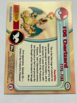 Charizard #6 Holo Rainbow Foil BLACK LOGO Pokemon Topps Card Series 1 - Image 2