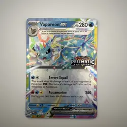 Pokemon TCG Prismatic Evolutions Vaporeon EX Card 023/131 Stamped Surprise Box - Image 1