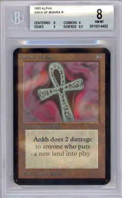 MAGIC THE GATHERING ANKH OF MISHRA 1993 ALPHA CARD Beckett Graded NM/MT 8 - Image 1