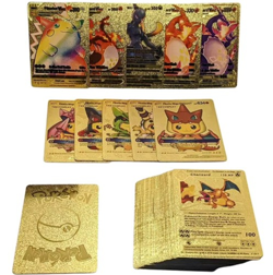 55Pcs GOLD Pokemon Card Foil PACK CARDS TCG GX Vmax GX Card Charizard Rare - Image 2